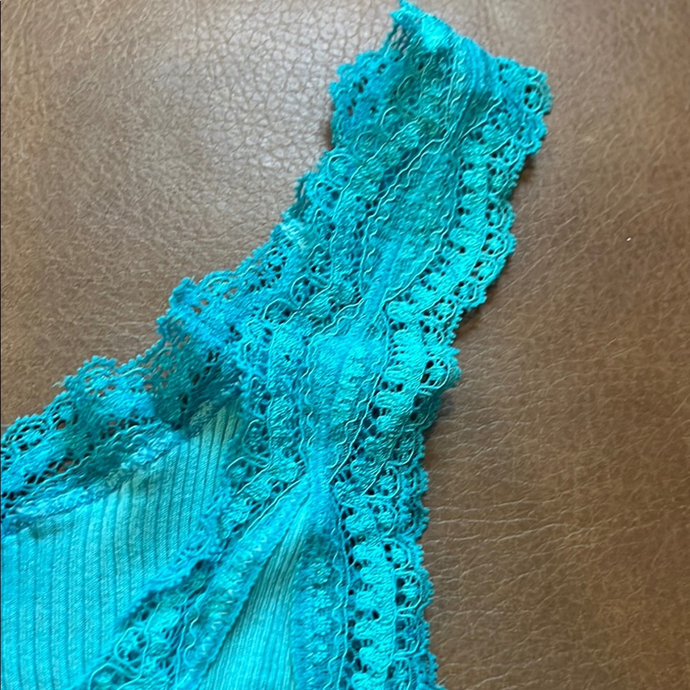 EUC Calypso Aqua Ribbed Ruffled Sleeveless Tank Top Cotton - Picture 5 of 8